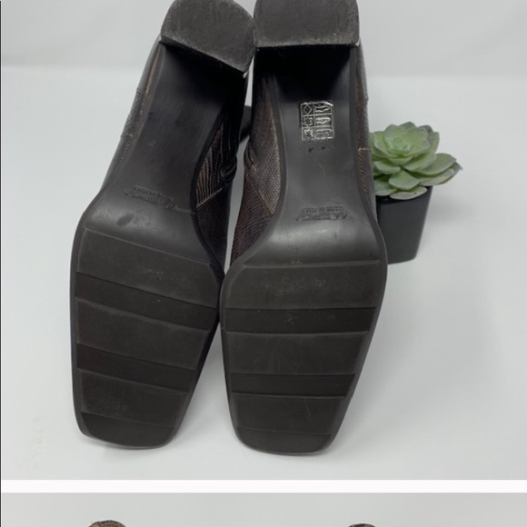 VIA SPIGA BROWN CROC EMBOSSED LEATHER CALF BOOTS - Picture 4 of 6